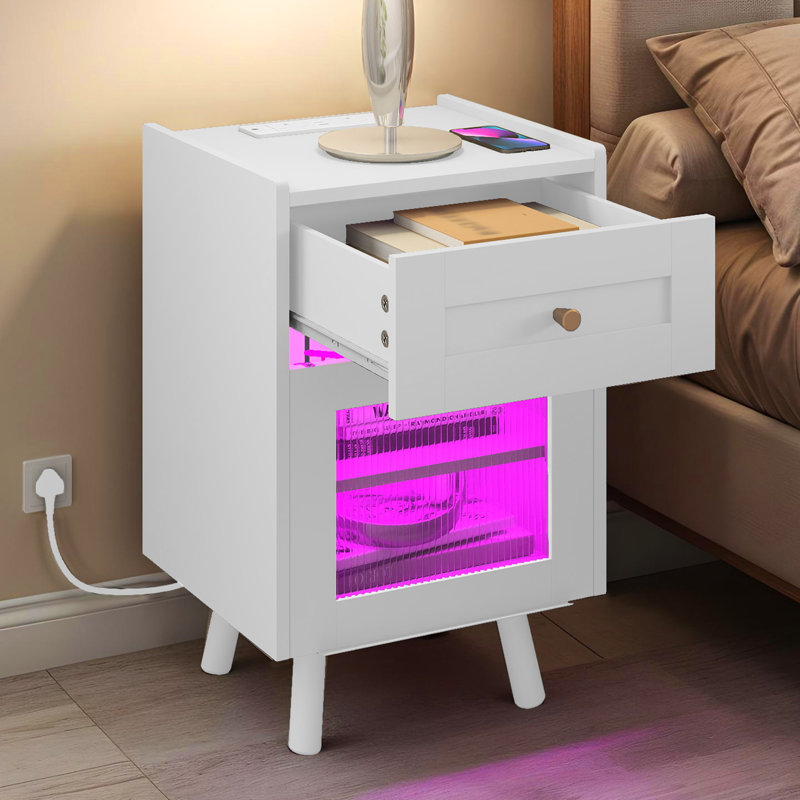 40cm W Bedside Table, White