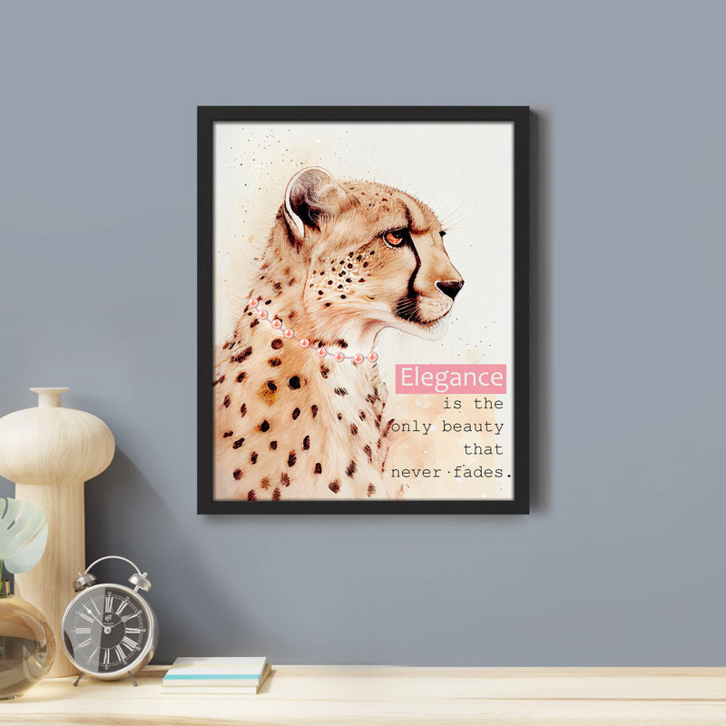 «Guépard, collier en forme de chat, mode inspirante, énoncé» sur papier, Noir, H 16 po x l 12 po