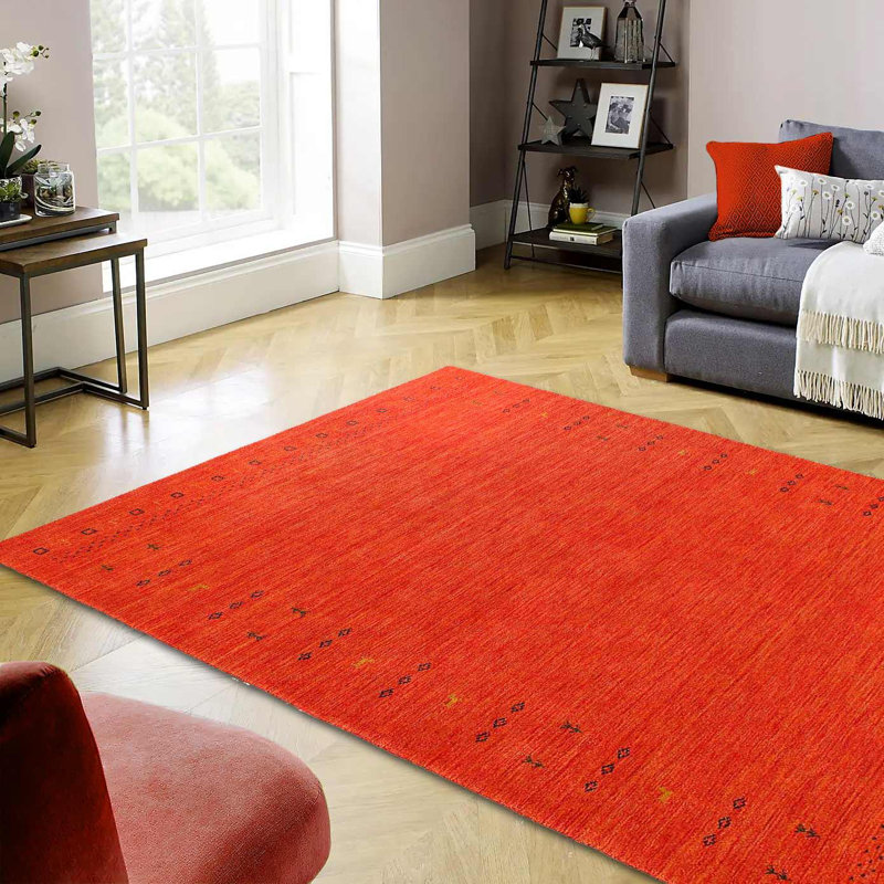 Geometric Area Rug in Orange