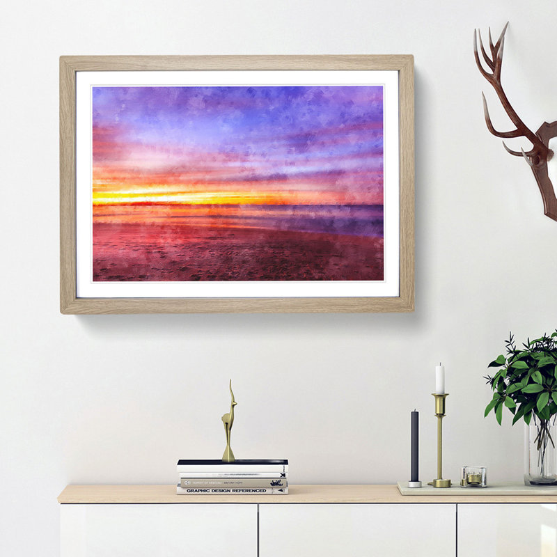 Sydney Beach - Picture Frame Painting Print, 24cm H x 33cm W x 2cm D, Oak Framed