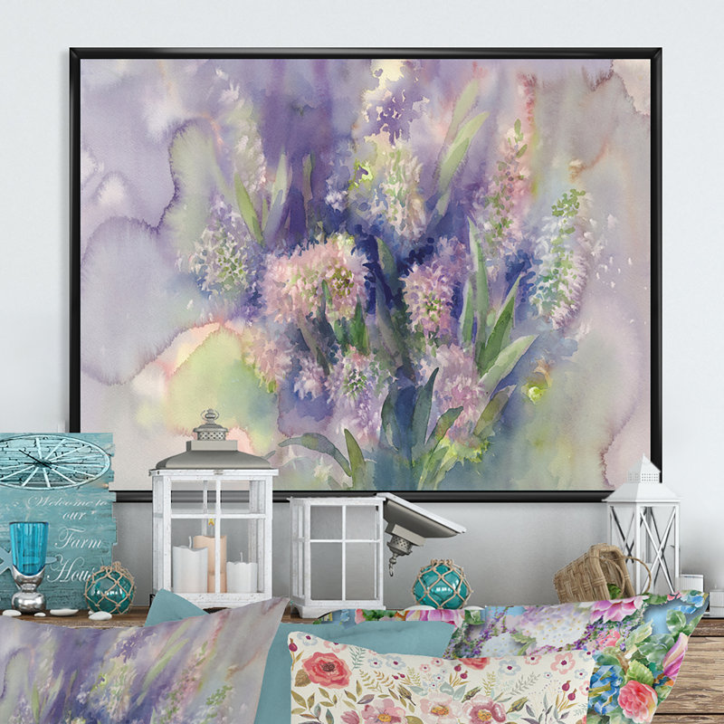 «Rose Hyacinth On Rainy Day», reproduction sur toile, H 8 po x l 12 po x P 1 po, Cadre flottant noir