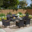 6 - Person Steel Patio Dining Set Umbrella Hole Included Rectangular Table with Cushions Included