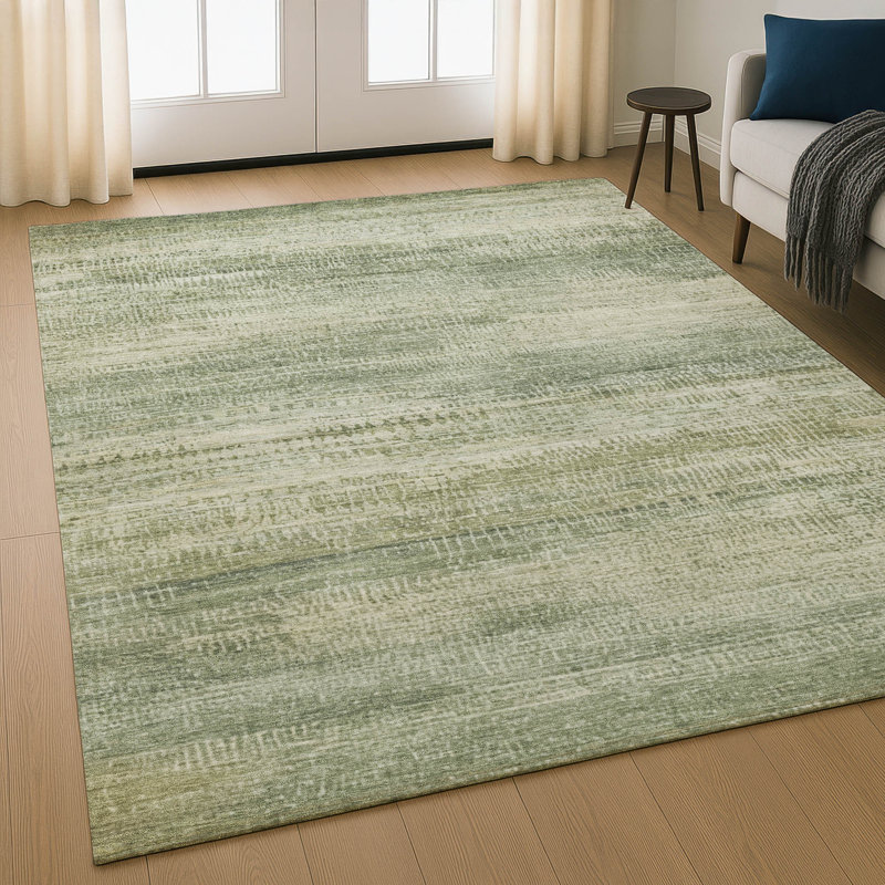 Premium Machine Washable Mayfield AMF2089 Abstract Rug, Aloe, 3' x 5'