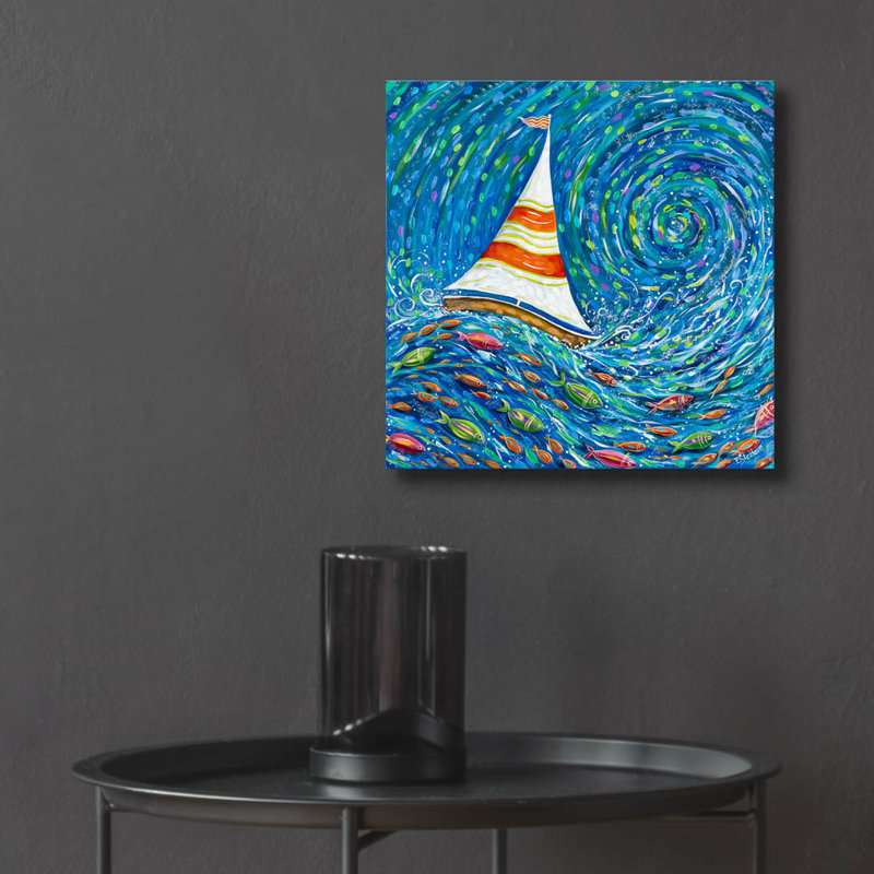 Breakwater Bay «Set Sail» par Estelle Grengs, art mural en verre acrylique, H 12 po x l 12 po x P 0,13 po