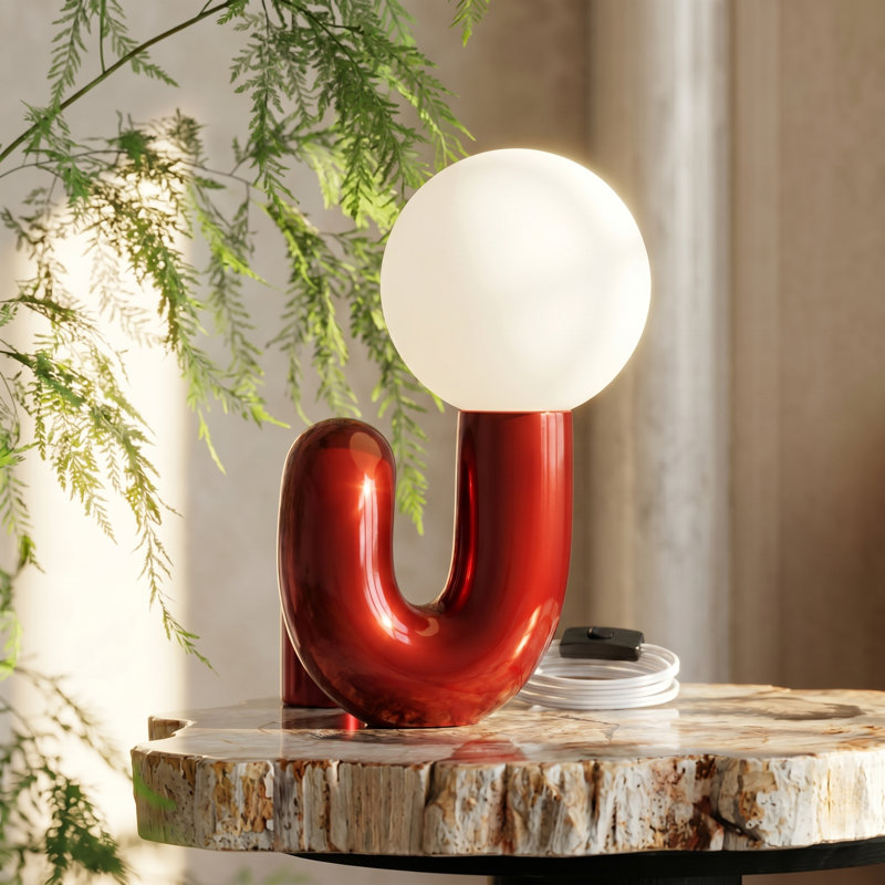 Lampe de table en résine Verda, Rouge