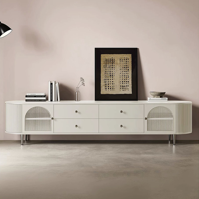 Meuble télé moderne et luxueux, Crème, crème, 78.74"