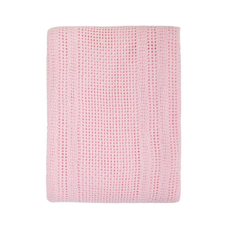 Munro Cotton Baby Blanket, White/Pink