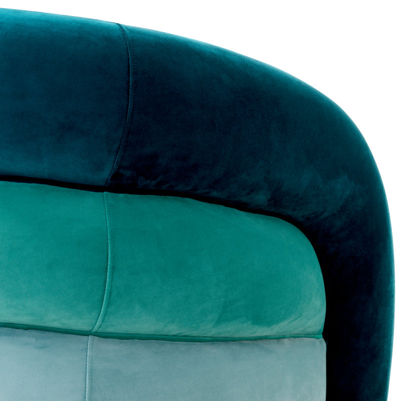 Fauteuil demi-tonneau de 35,83 po Novelle, Mélange de polyester bleu-vert / turquoise / bleu