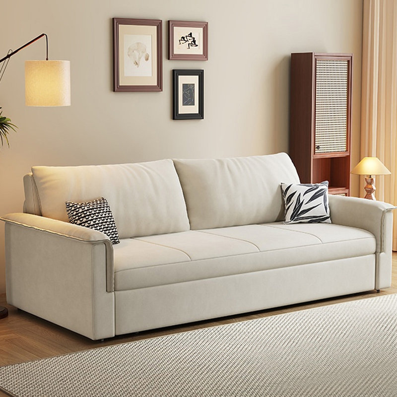Canapé-lit causeuse 100% polyester beige, 86.61"W*33.86"D*33.46"H