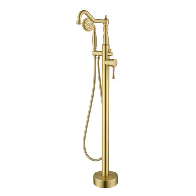 Single Handle Floor Mounted Freestanding Tub Filler with Handheld Shower
