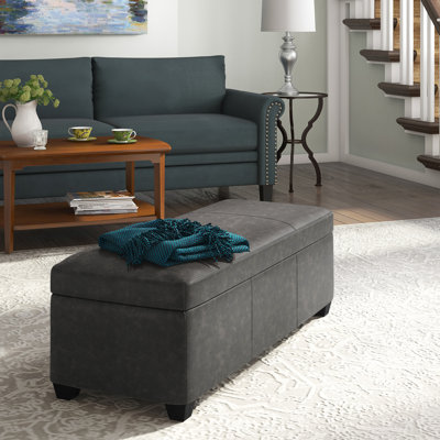 Aiyahna 46.85" Wide Rectangle Upholstered Large Capacity Storage Ottoman with Safety-Stop Hinge High-Density Foam Solid Wood & Plywood
