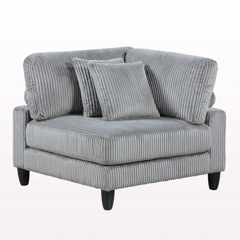 Fauteuil d'angle en velours côtelé gris