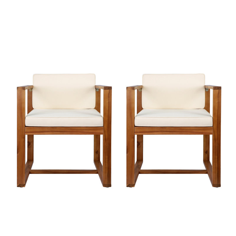 De 2 fauteuils de salle à manger de patio - pour un plaisir incomparable Assise ouverte et dossier exceptionnel Siège en mousse épaisse Robuste structure et doublure de la chaise en bois robuste (2) Coussin Delight