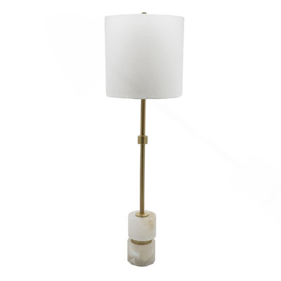 D10x34" Ipori Alabaster And Metal Buffet Lamp