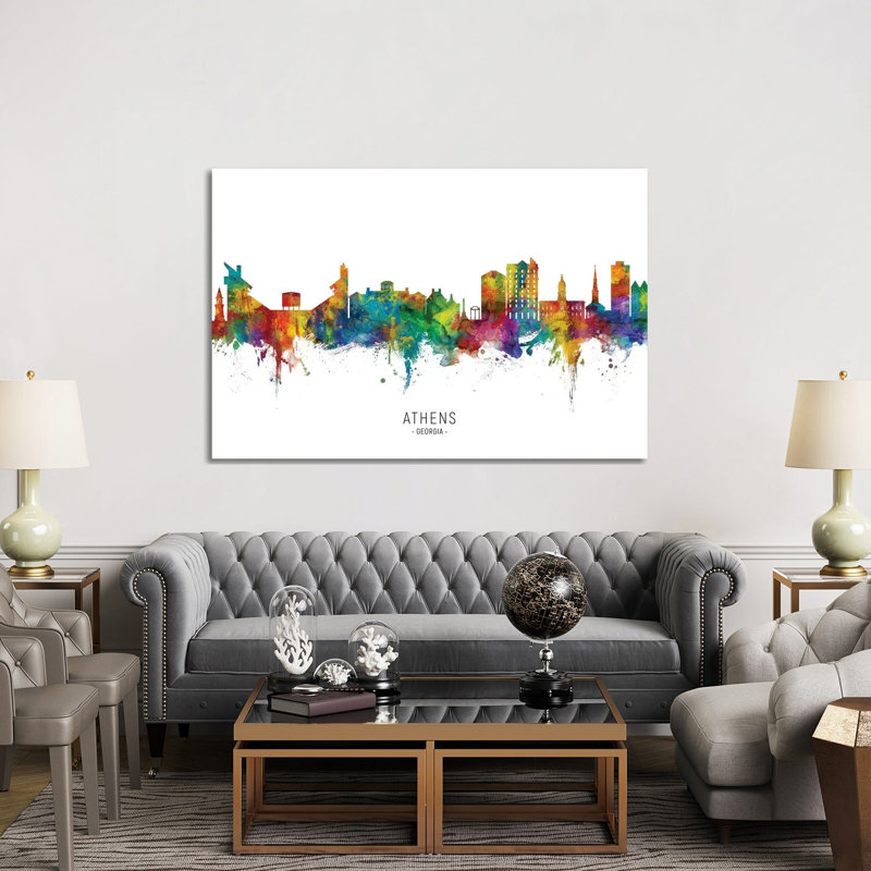 Athens Georgia Skyline by Michael Tompsett - 1 Piece Wrapped Canvas Wall Art, 152.5 cm H x 101.5 cm W