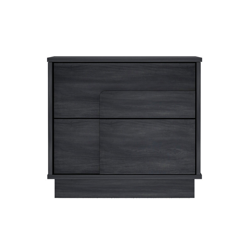 Table de chevet à finition grain de bois pour chambre à coucher, Gris anthracite
