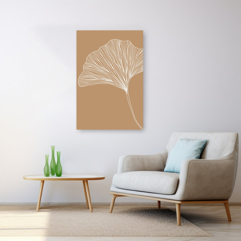 «Elegant Ginkgo Leaf Abstract Contemporary Landscape Nature», reproduction d'art murale, H 48 po x l 32 po