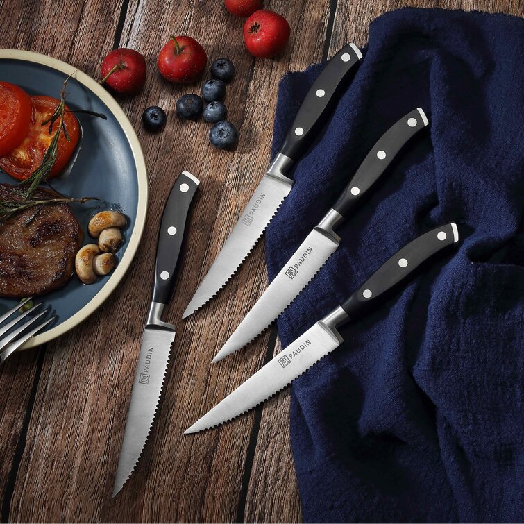 Paudin S2 4-Piece 4.5-inch Steak Knife Set Dining Knives Set Kitchen Knives  5Cr15Mov Steel