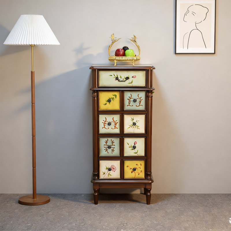 Buffet décoratif vibrant en bois peint à la main