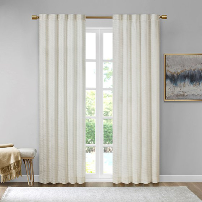 Paire de rideaux obscurcissant avec passe-tringle en polyester et velours à imprimé métallique blanc / doré
