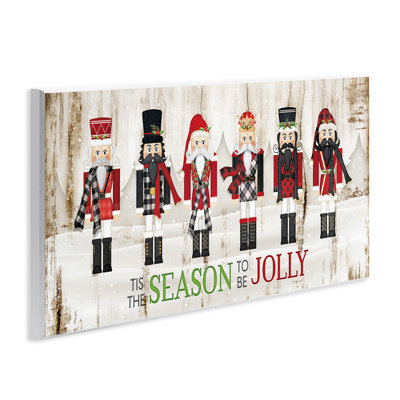 To Be Jolly Festive Phrase Winter Christmas Nutcrackers Oversized White Framed Giclee Texturized Art By Jennifer Pugh