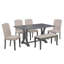 Ensemble de table de salle à manger 6 pièces avec 4 chaises rembourrées et banc