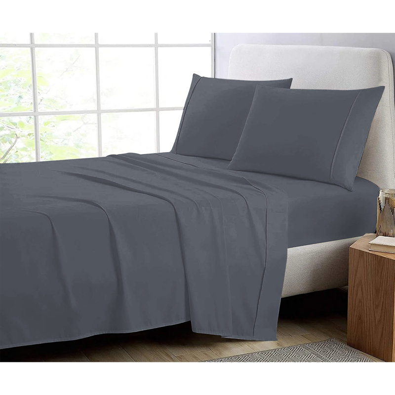 Super Soft 200 Thread Count Microfiber Brushed Fitted Bed Sheet, Single (3'), Charcoal