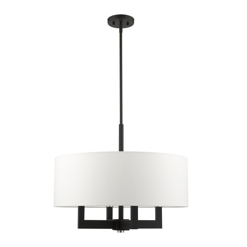 Lustre cylindrique à 4 lumières Litzy, Noir, H 22 po x l 24 po x P 24 po