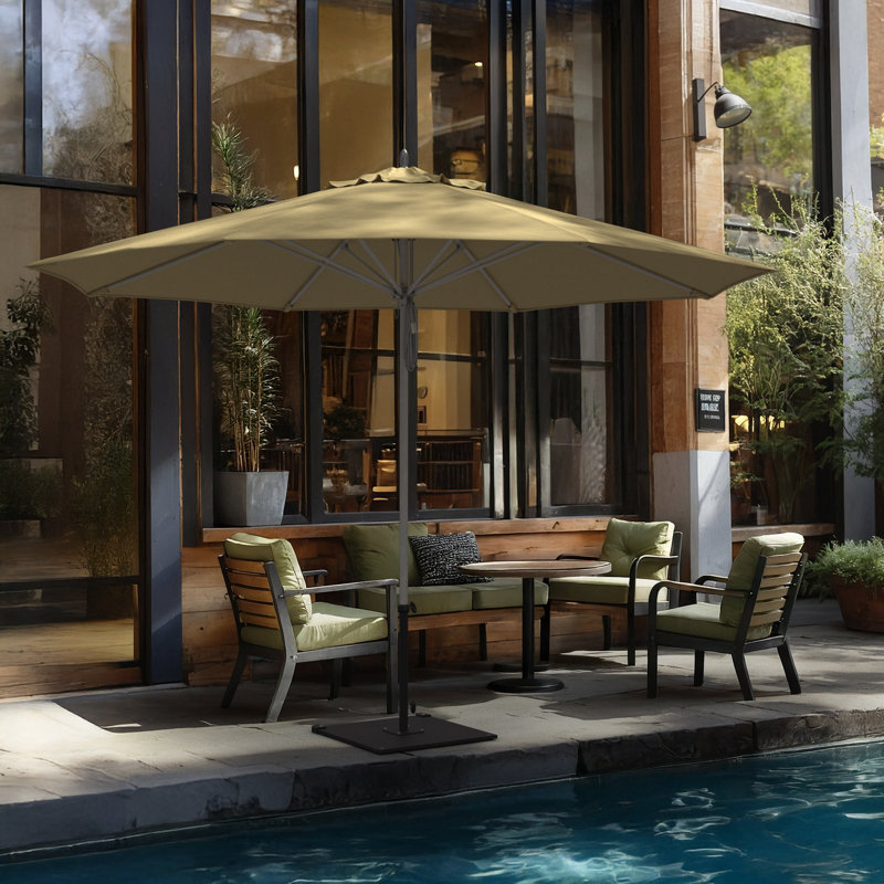 Parasol de patio en bois gris en aluminium 11 pi, Blé