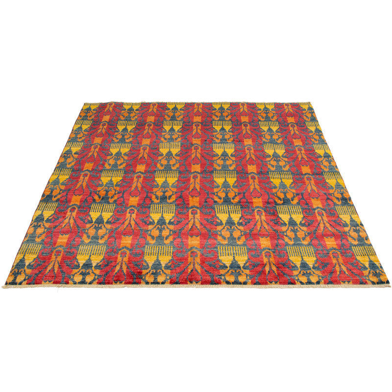 Tapis de bois one-of-kind-noué la 2010 goliath rouge/jaune 8 pi 10 po x 12 pi Céline