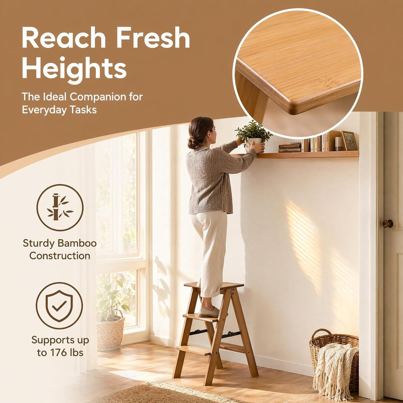 3 - Step Bamboo Small Step Ladder