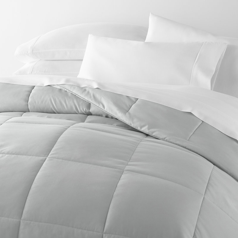 Twin Light Gray Down Alternative Microfiber Comforter Set