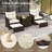Winston Porter 5 Piece Patio Rattan Furniture With 2 Ottomans & Tempered Glass Coffee Table-1453870414