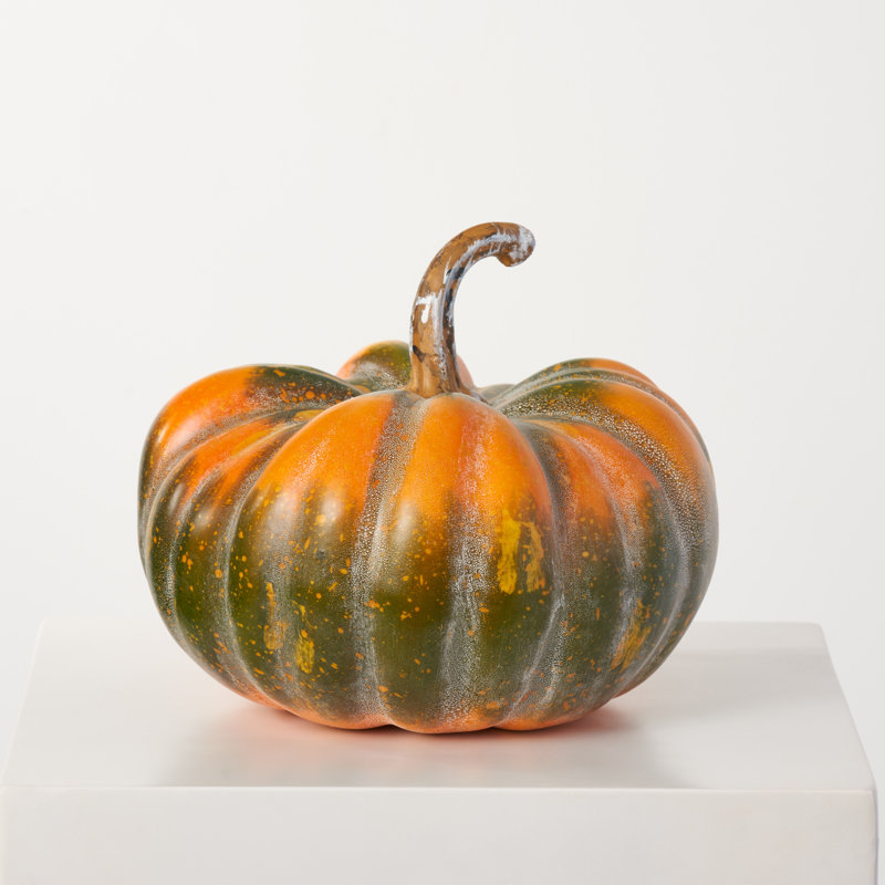 Large Orange & Green Speckled Thanksgiving Harvest Pumpkin Fall Home Décor