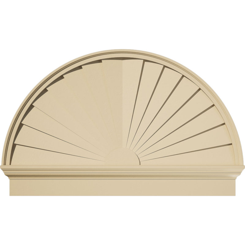 Demi-rond signature fronton en uréthane, brun clair apprêté, 44 po x 28,75 po x 2,75 po, Combinaison, Rayons de soleil
