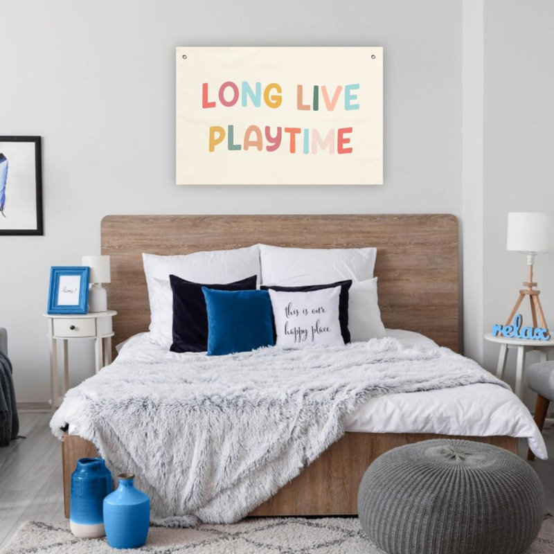 Long Live Playtime, art mural à cadre en bois à l'arrière, 36 x 24