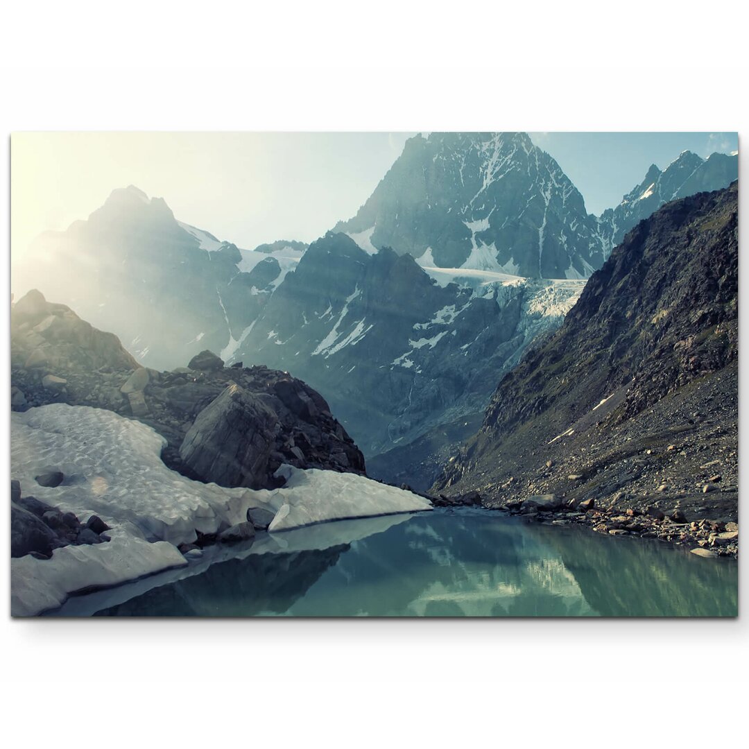 Leinwandbild Bergsee mit hohen Berggipfeln