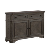 2 Drawers And 2 Doors Wooden Server In Oak Finish