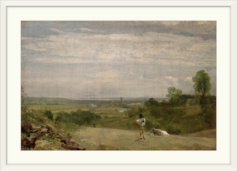 Reproduction d’art, "summer matinée : dedham from langham" par peinture John Constable, H 32 po x l 44 po x P 1 po