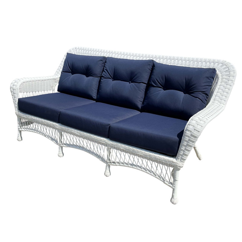 Princeton 78'' Wide Standard Sofa Wicker Patio Sofa with Cushions