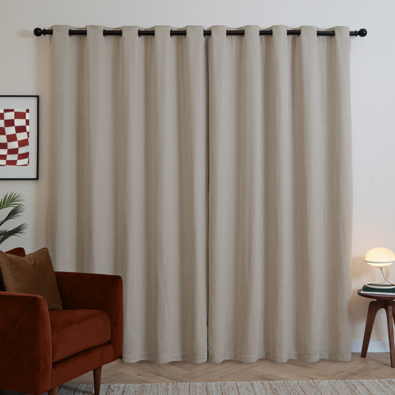 Soft Chenille Blackout Eyelet Curtains, Beige, 229cm Width x 137cm Drop