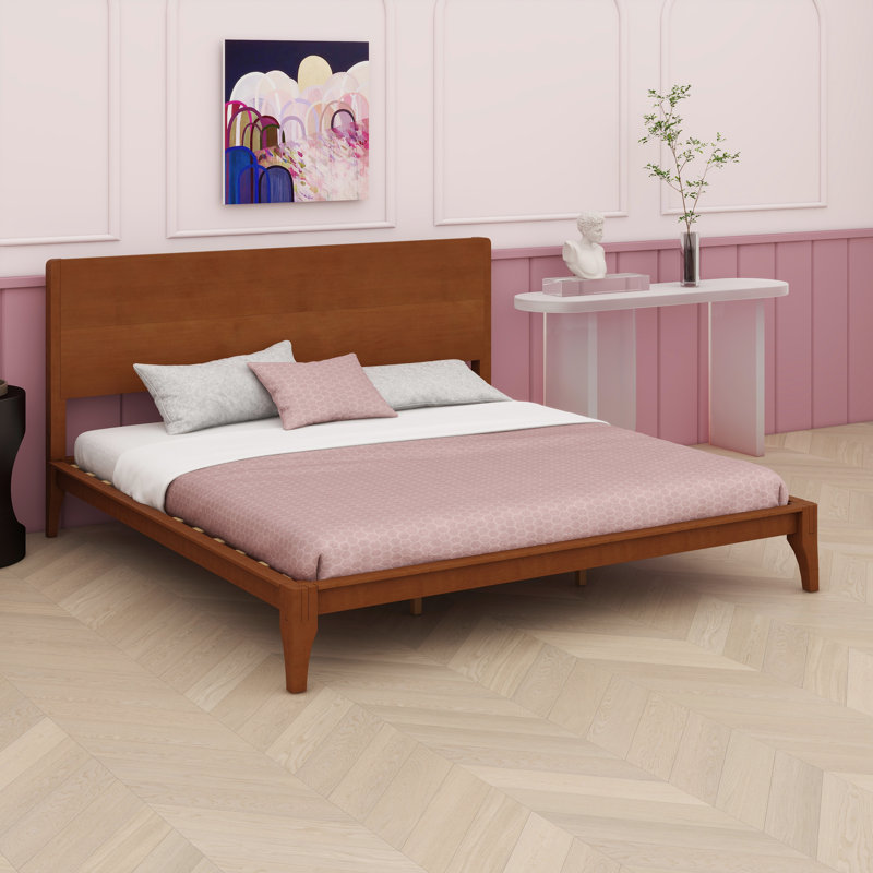 Lit plateforme en bois de bambou, Brun