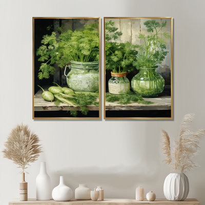 «Herbs Pottery Delights 3 - Large Herbs», ensemble de 2 pièces