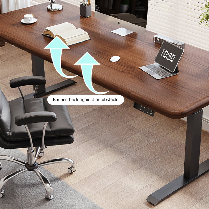 Bureau rectangulaire en bois massif à hauteur réglable Nut-Brown, H 51,18 po x l 70,87 po x P 31,5 po