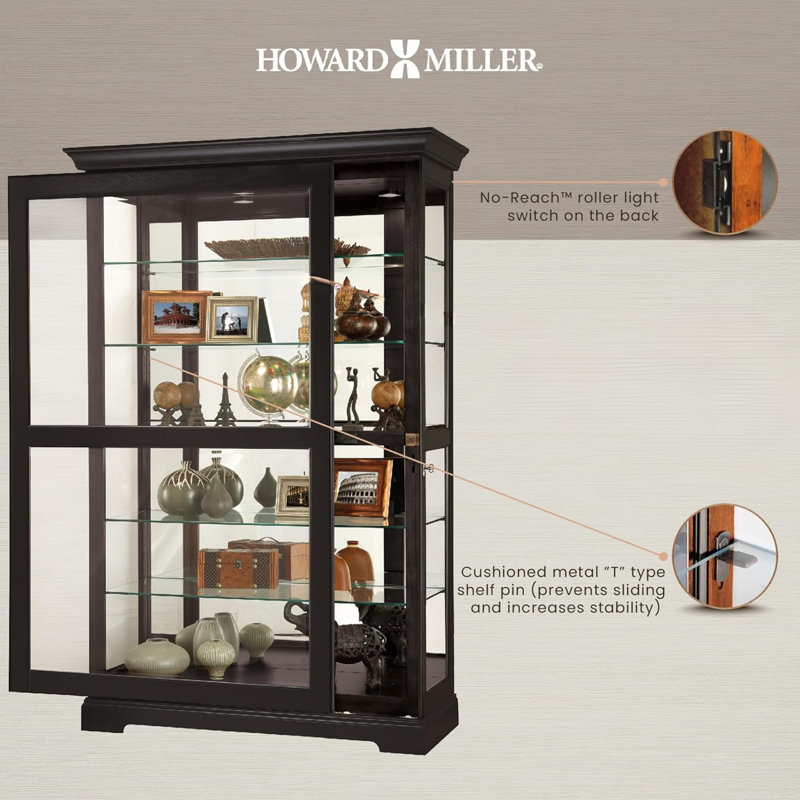 Kane II Lighted Curio Cabinet, Black