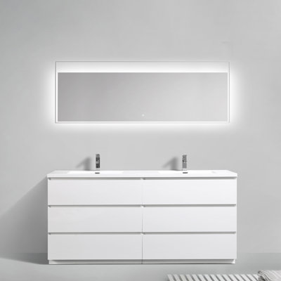 Ensemble de meuble-lavabo double 71 "avec miroir