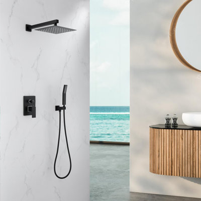 Système de douche mural complet à pression équilibrée avec valve brute