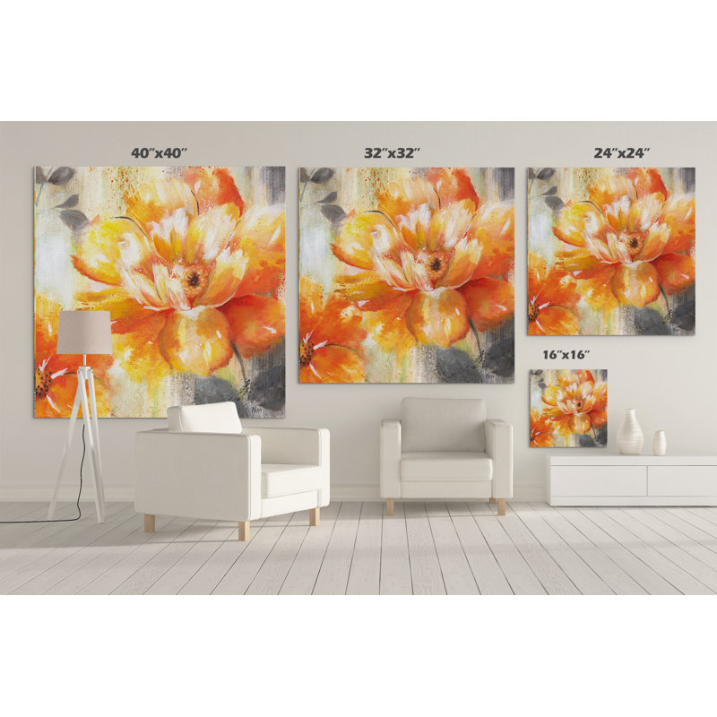 « orange broyage ii »-reproduction d’huile sur toile tendue, H 32 po x l 32 po x P 1,5 po
