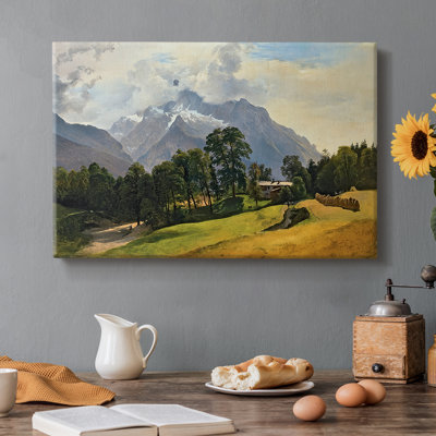 Mountain Landscape with a Farmhouse-Friedrich Gauermann-Gallery Wrapped Canvas-c. mid-19th Century