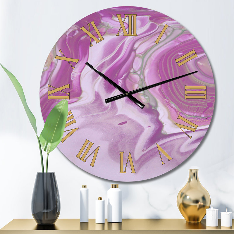 Horloge murale rose - vagues de marbre rose I, Moyen